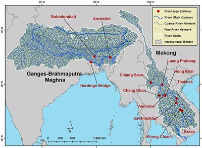 Evaluation of Available Global Runoff Datasets Through a River Model in Support of Transboundary Water Management in South and Southeast Asia